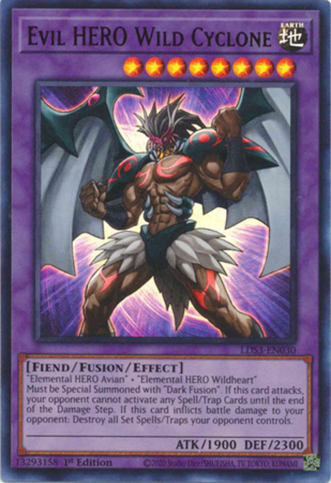 Evil HERO Wild Cyclone - Red - LDS3-EN030 - Ultra Rare - 1st Edition