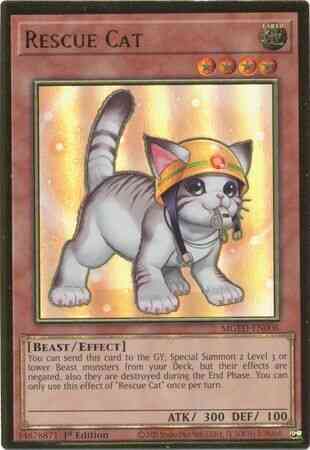 Rescue Cat - Alternate Art - MGED-EN006 - Premium Gold Rare - 1st Edition