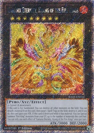 Garunix Eternity, Hyang of the Fire Kings - RA05-EN052 - Platinum Secret Rare - 1st Edition