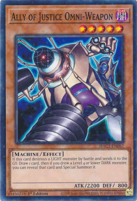 Ally of Justice Omni-Weapon - HAC1-EN087 - Duel Terminal Normal Parallel Rare - 1st Edition