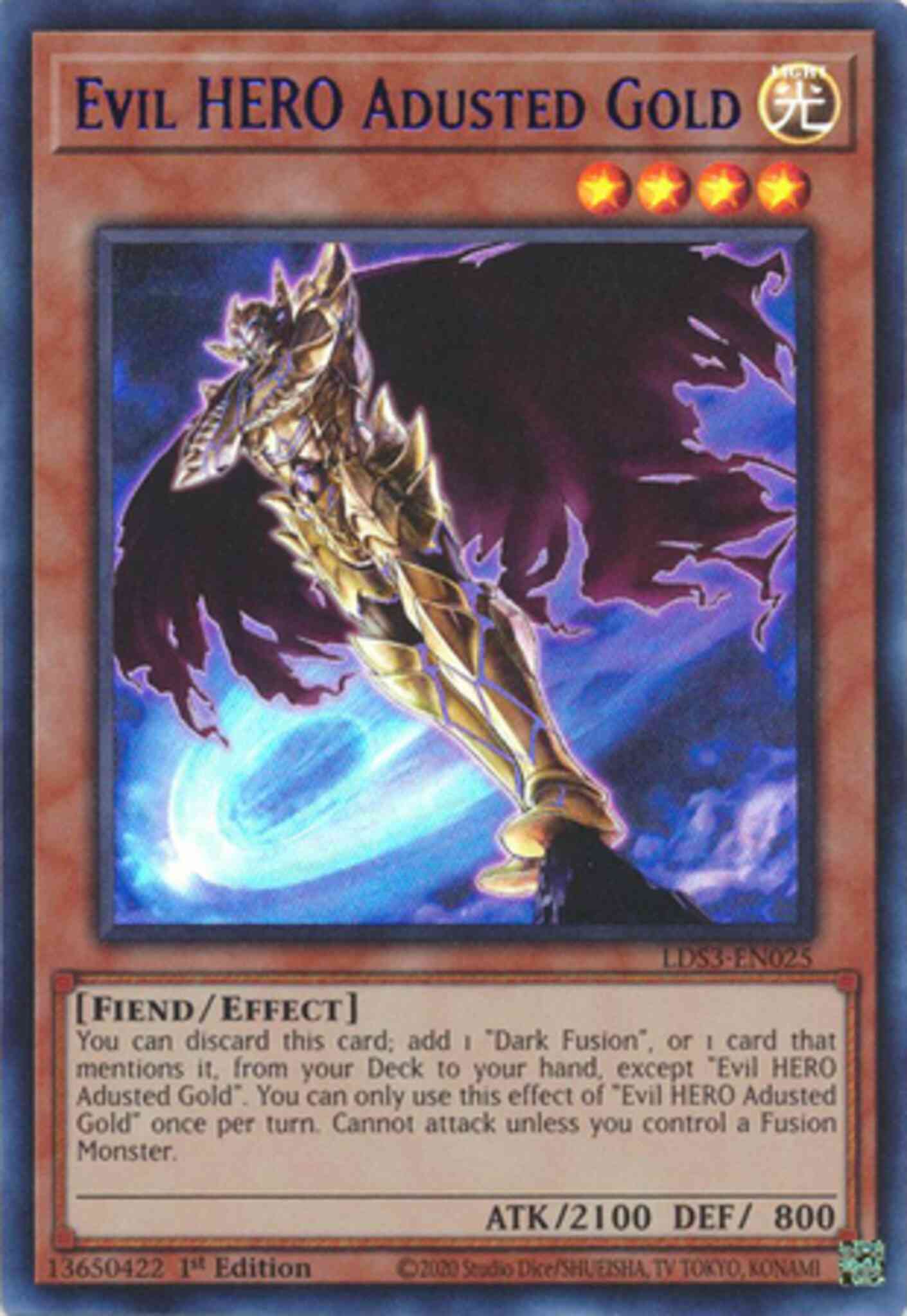 Evil HERO Adusted Gold - Blue - LDS3-EN025 - Ultra Rare - 1st Edition