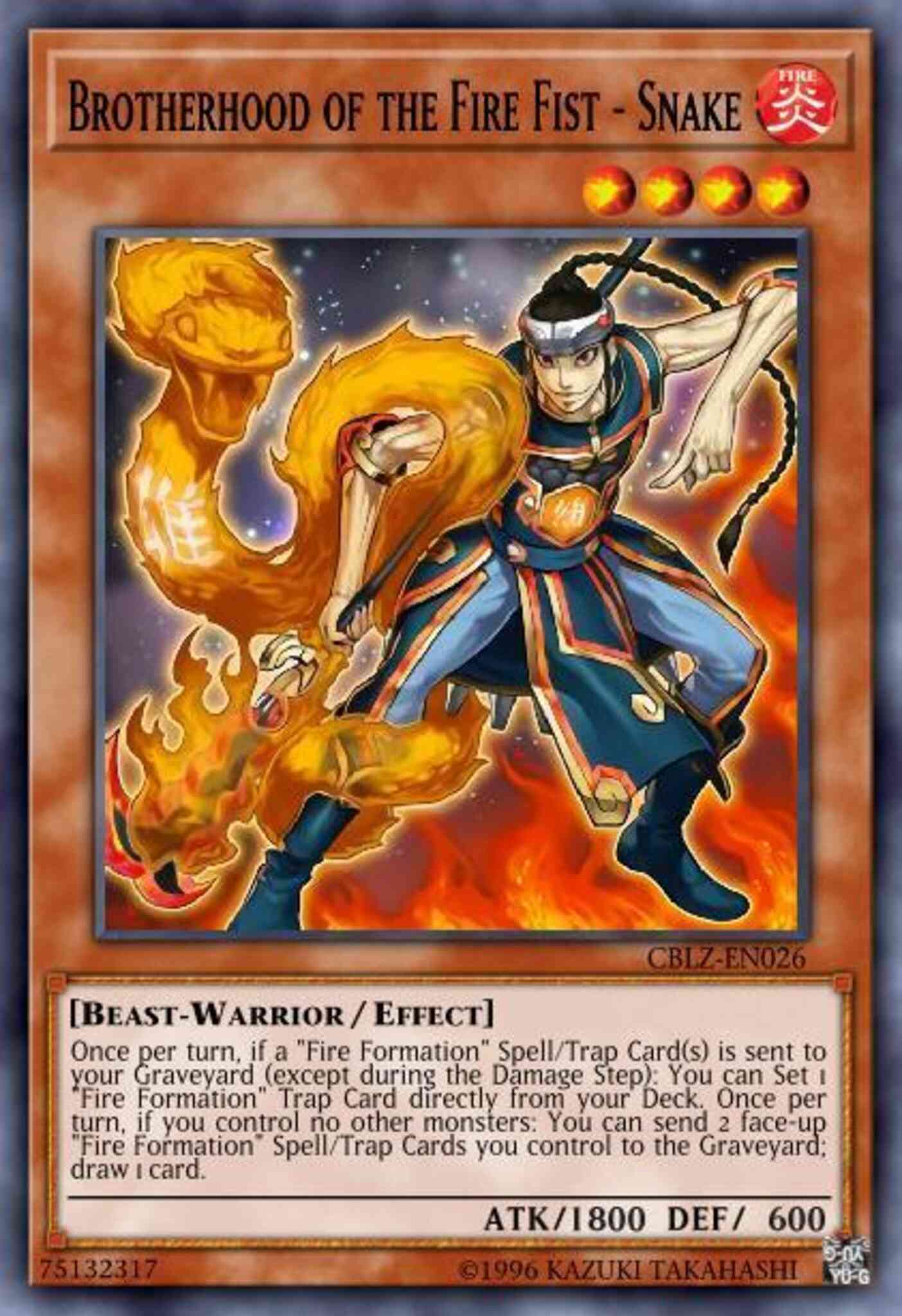 Brotherhood of the Fire Fist - Snake - CBLZ-EN026 - Super Rare - 1st Edition