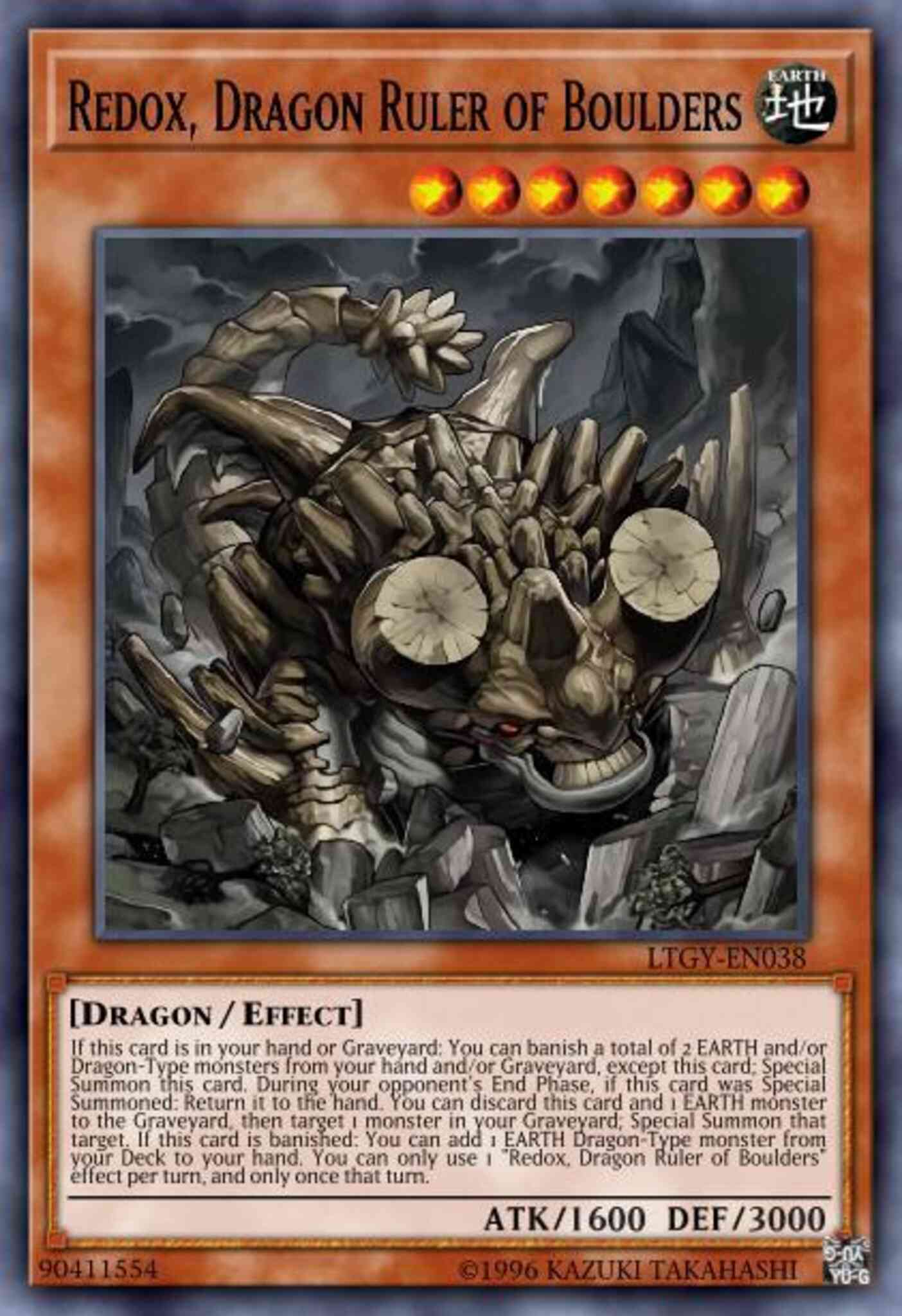 Redox, Dragon Ruler of Boulders - LTGY-EN038 - Rare - 1st Edition