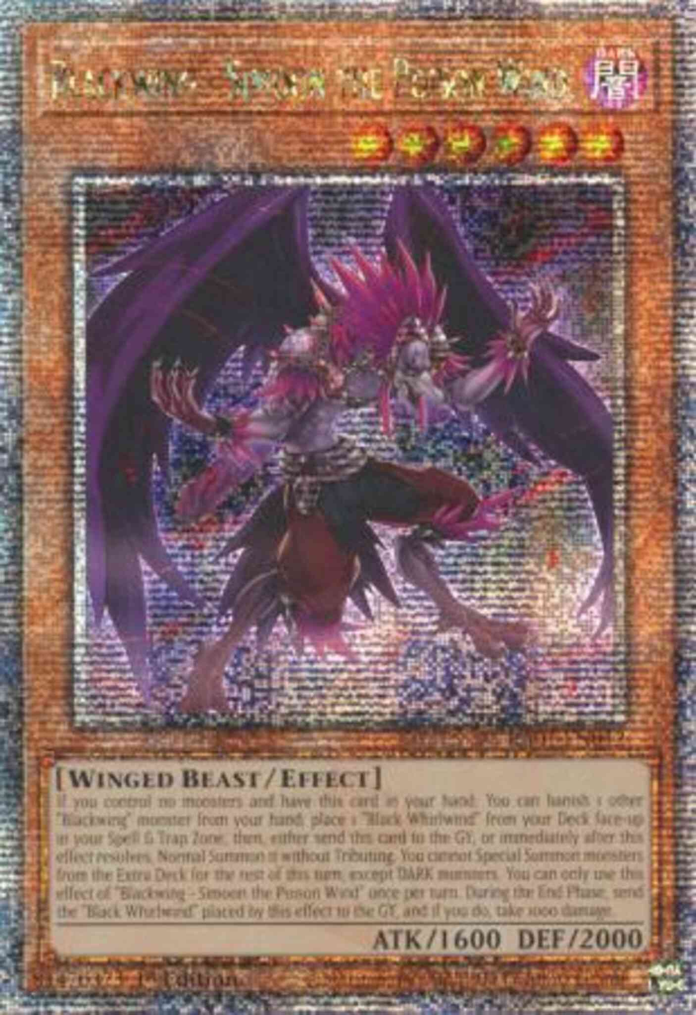 Blackwing - Simoon the Poison Wind - RA01-EN012 - Quarter Century Secret Rare - 1st Edition