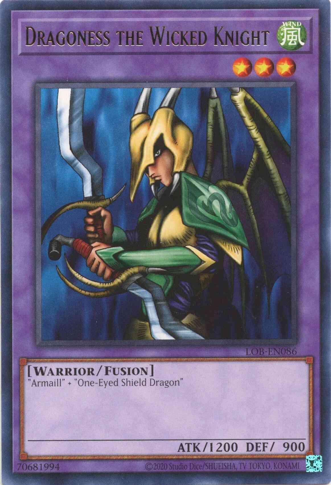 Dragoness the Wicked Knight - 25th Anniversary - LOB-EN086 - Rare - Unlimited