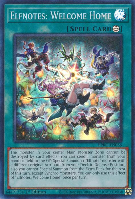 Elfnotes: Welcome Home - BPRO-EN056 - Super Rare - 1st Edition