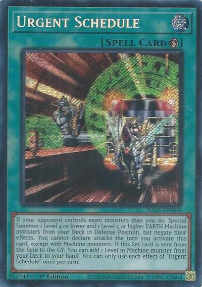 Urgent Schedule - RA05-EN064 - Secret Rare - 1st Edition