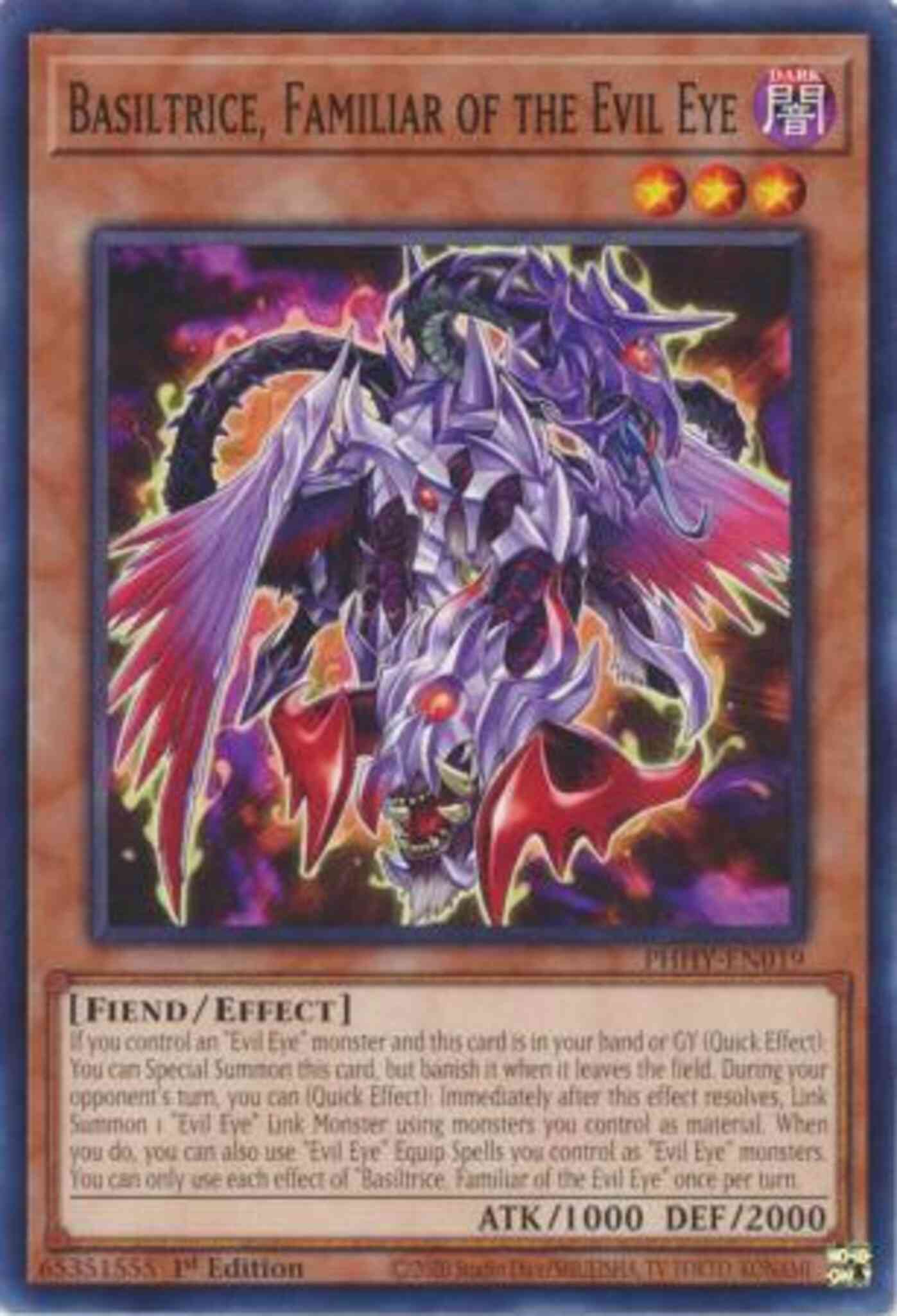 Basiltrice, Familiar of the Evil Eye - PHHY-EN019 - Common - 1st Edition