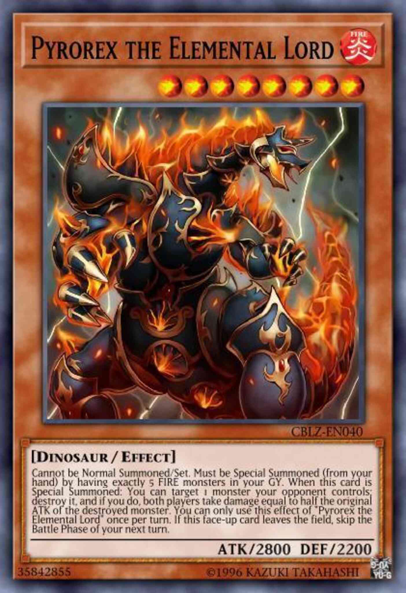 Pyrorex the Elemental Lord - CBLZ-EN040 - Secret Rare - 1st Edition