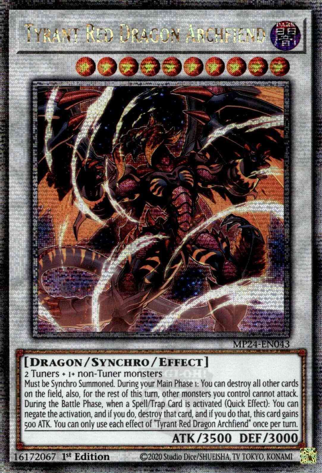 Tyrant Red Dragon Archfiend - MP24-EN043 - Quarter Century Secret Rare - 1st Edition