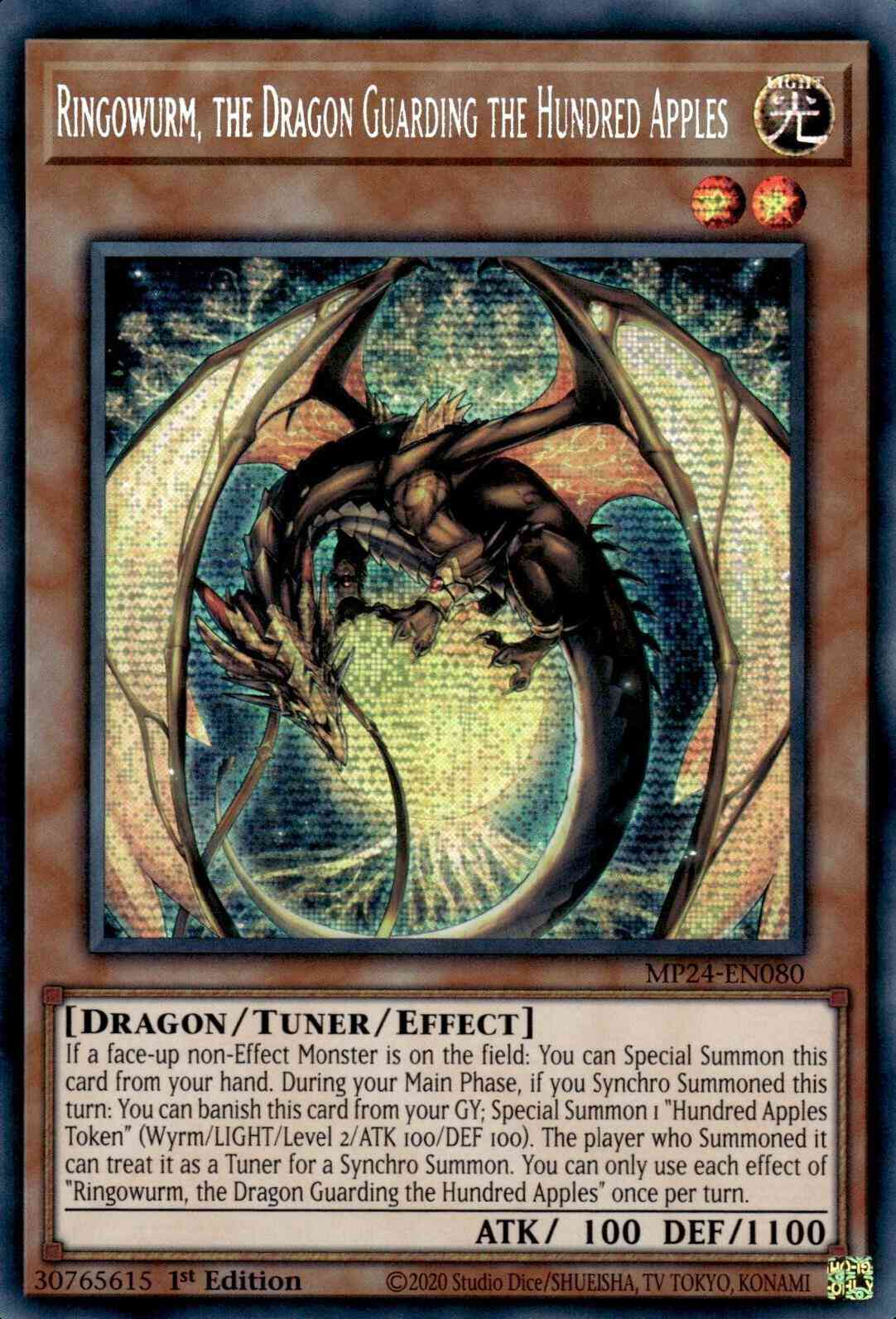 Ringowurm, the Dragon Guarding the Hundred Apples - MP24-EN080 - Prismatic Secret Rare - 1st Edition