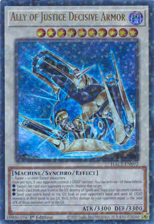 Ally of Justice Decisive Armor - HAC1-EN092 - Duel Terminal Ultra Parallel Rare - 1st Edition