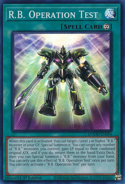 R.B. Operation Test - DOOD-EN094 - Super Rare - 1st Edition