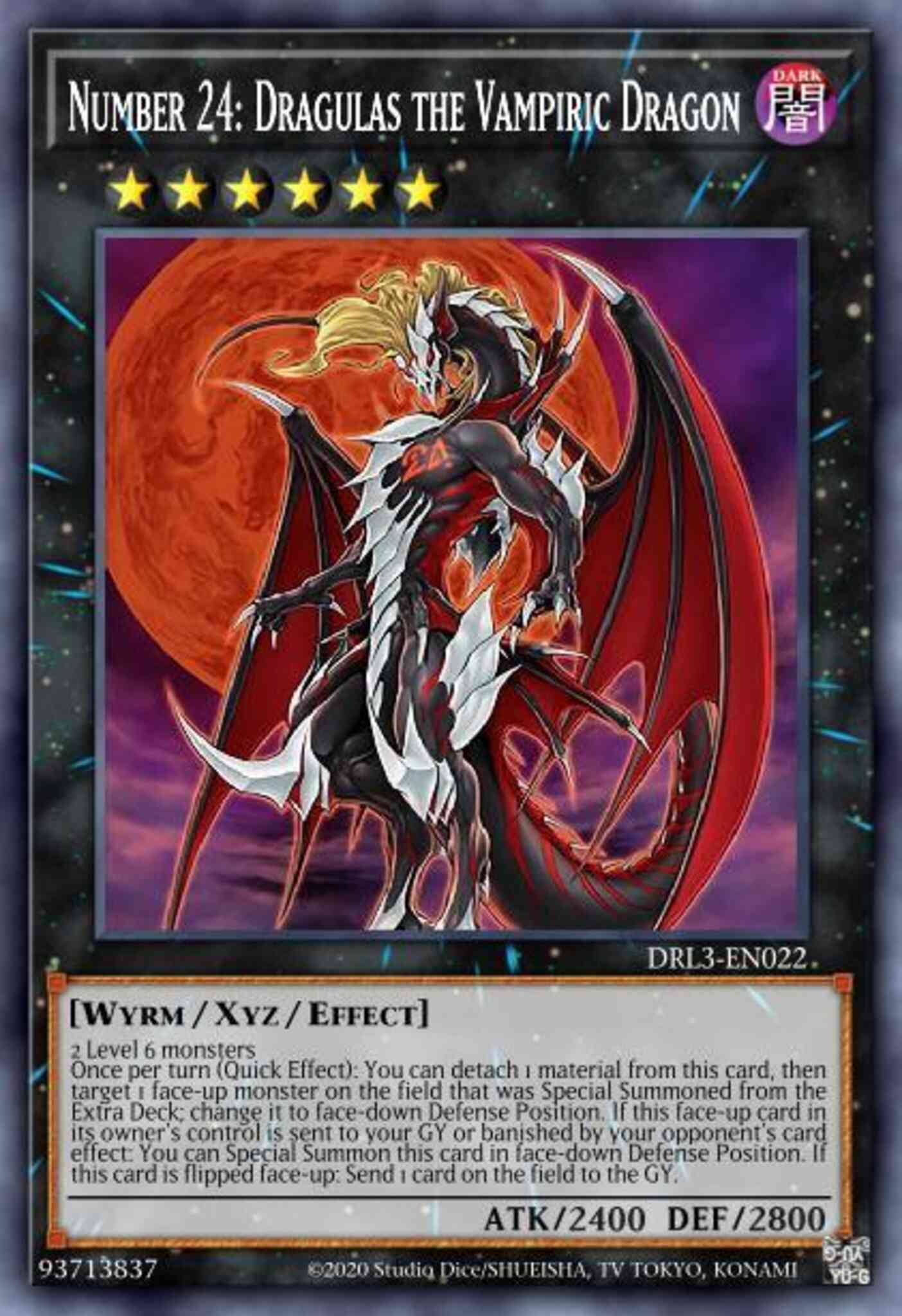 Number 24: Dragulas the Vampiric Dragon - DRL3-EN022 - Secret Rare - 1st Edition