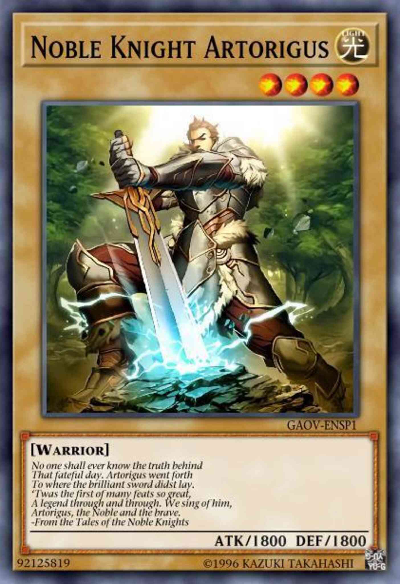 Noble Knight Artorigus - NKRT-EN003 - Platinum Rare - Limited
