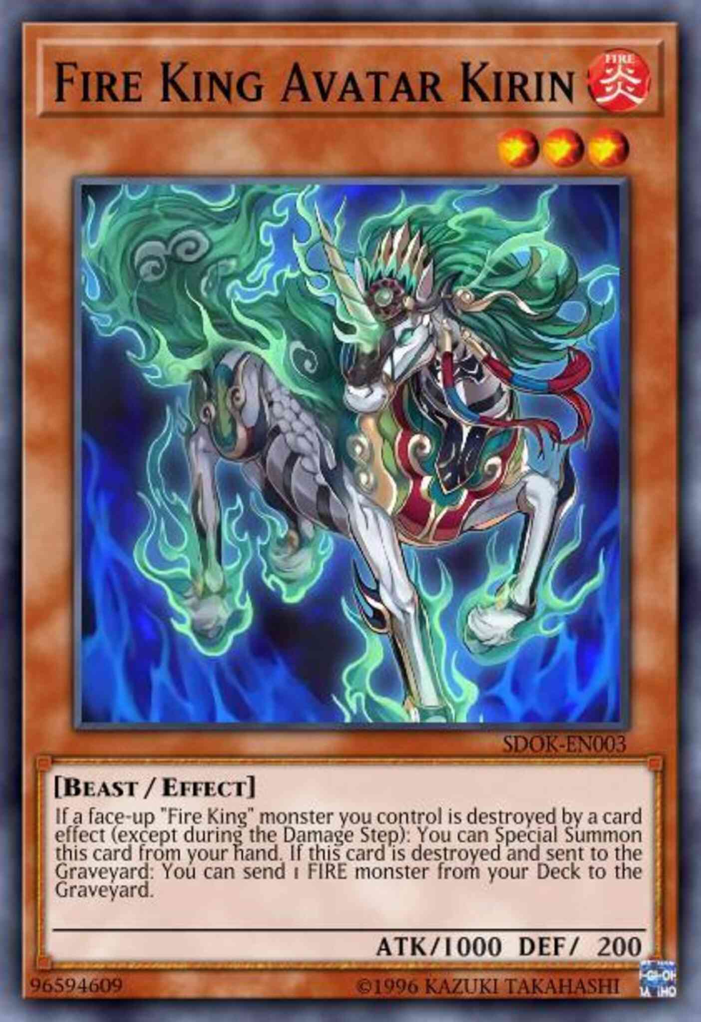 Fire King Avatar Kirin - SDOK-EN003 - Common - 1st Edition
