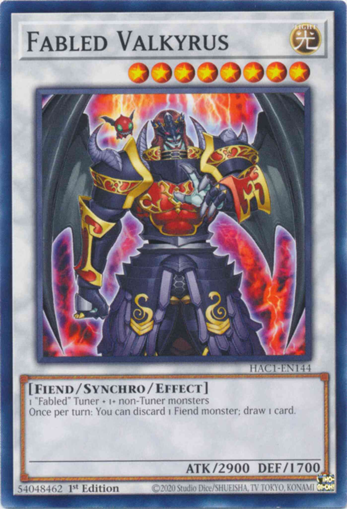 Fabled Valkyrus - HAC1-EN144 - Common - 1st Edition