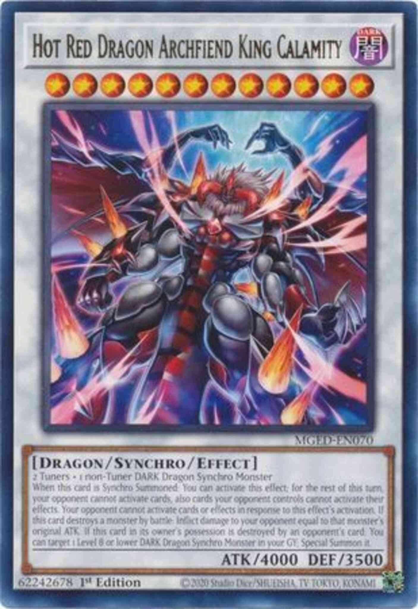 Hot Red Dragon Archfiend King Calamity - MGED-EN070 - Rare - 1st Edition