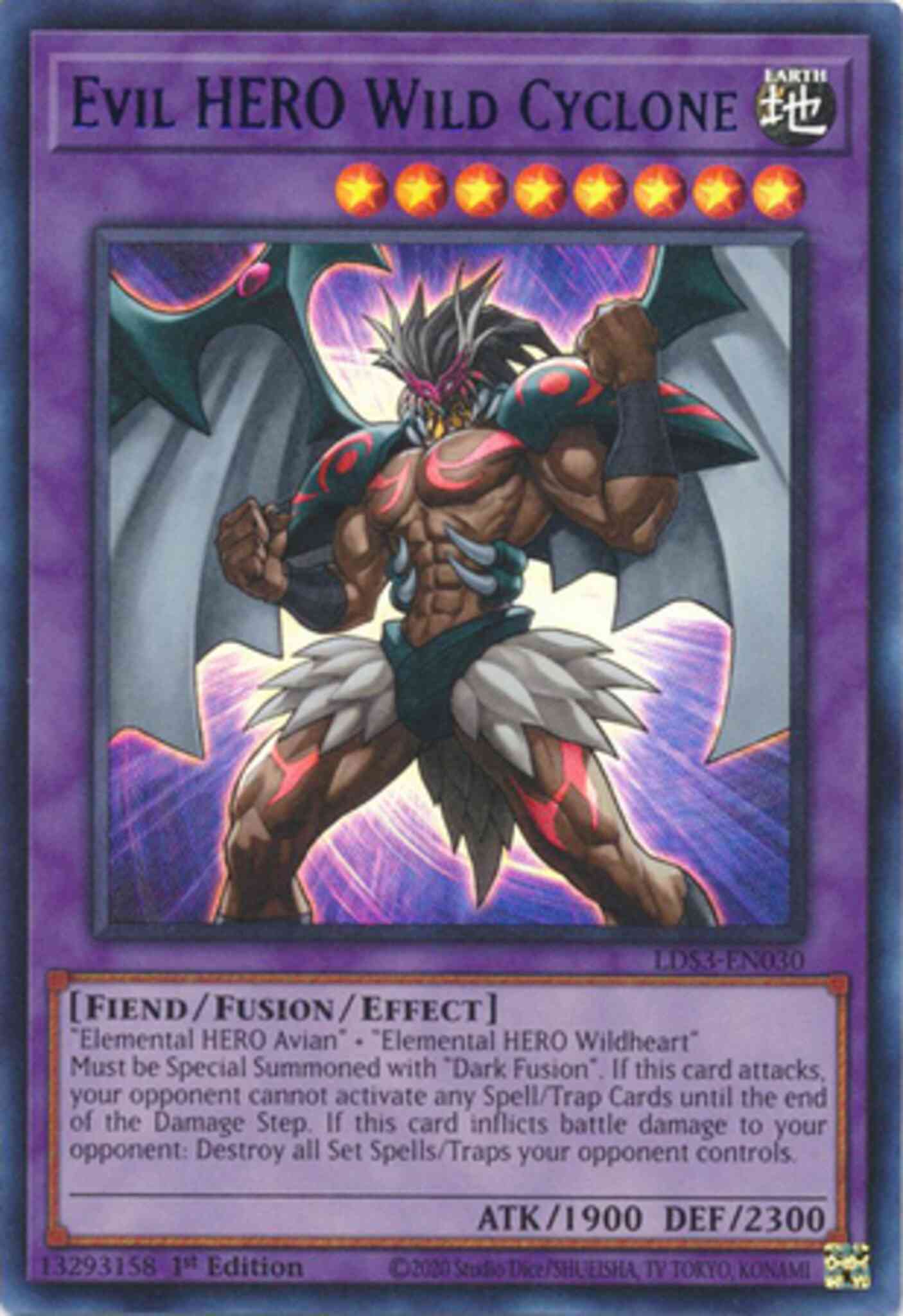 Evil HERO Wild Cyclone - Blue - LDS3-EN030 - Ultra Rare - 1st Edition