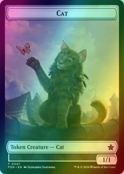 Cat Token (01) // Spirit Token (07) [Foundations: Tokens] [Foil]