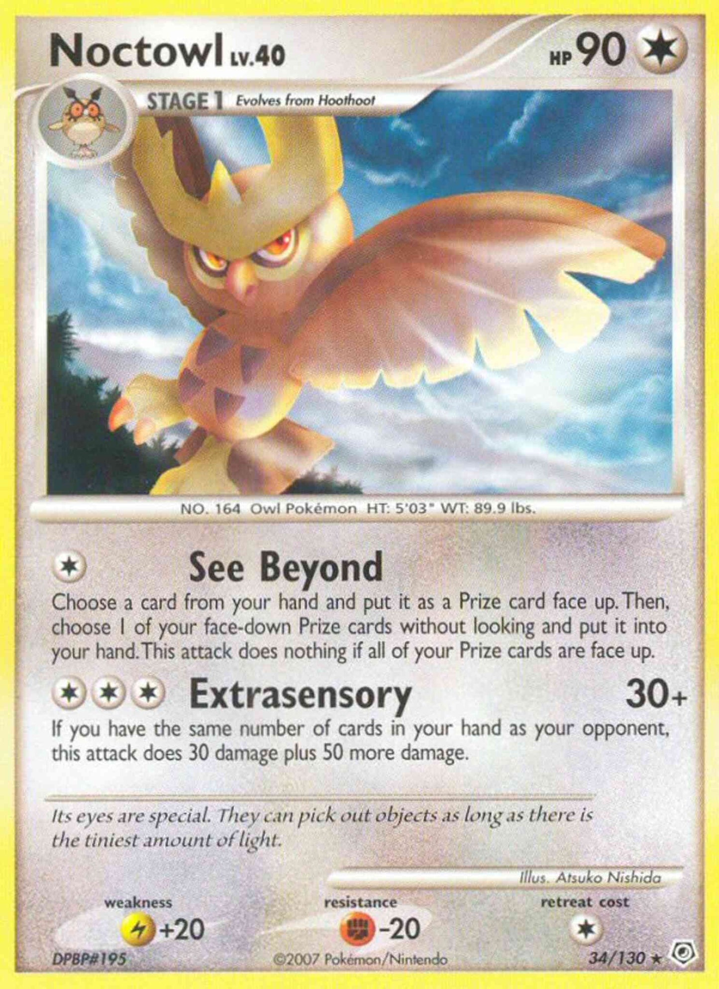 Noctowl - 34/130 - Rare [dp1-34] [Reverse Holo]