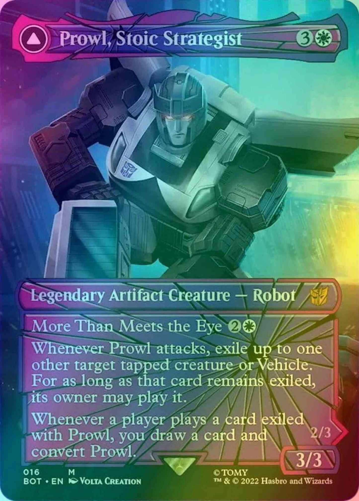 Prowl, Stoic Strategist // Prowl, Pursuit Vehicle [16] [Borderless] [Shattered Glass] [Universes Beyond: Transformers] [Foil]