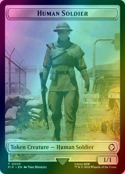 Human Soldier Token (03) // Treasure Token (19) [Fallout: Tokens] [Foil]