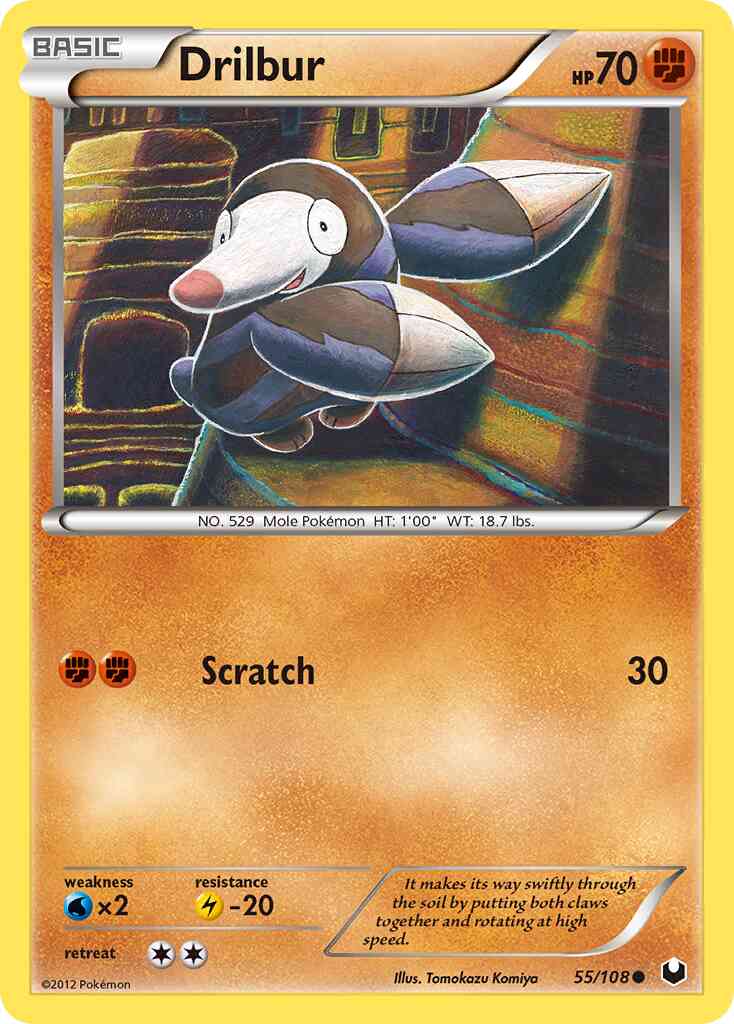 Drilbur - 55/108 - Common [bw5-55] [Reverse Holo]