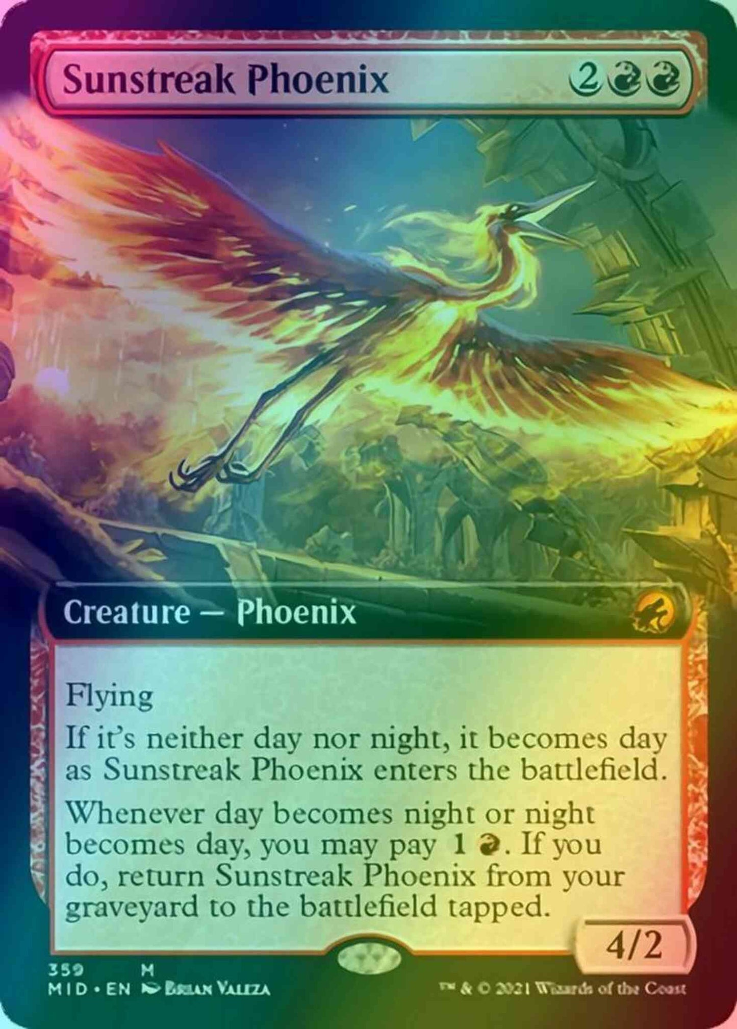 Sunstreak Phoenix [359] [Extended Art] [Innistrad: Midnight Hunt] [Foil]