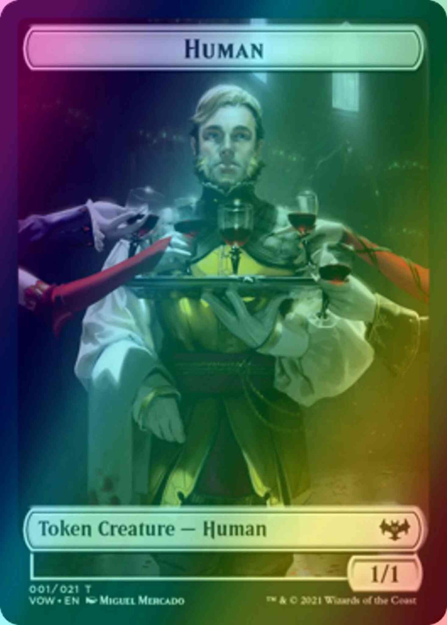 Human Token (01) // Wolf Token (14) [Innistrad: Crimson Vow: Tokens] [Foil]