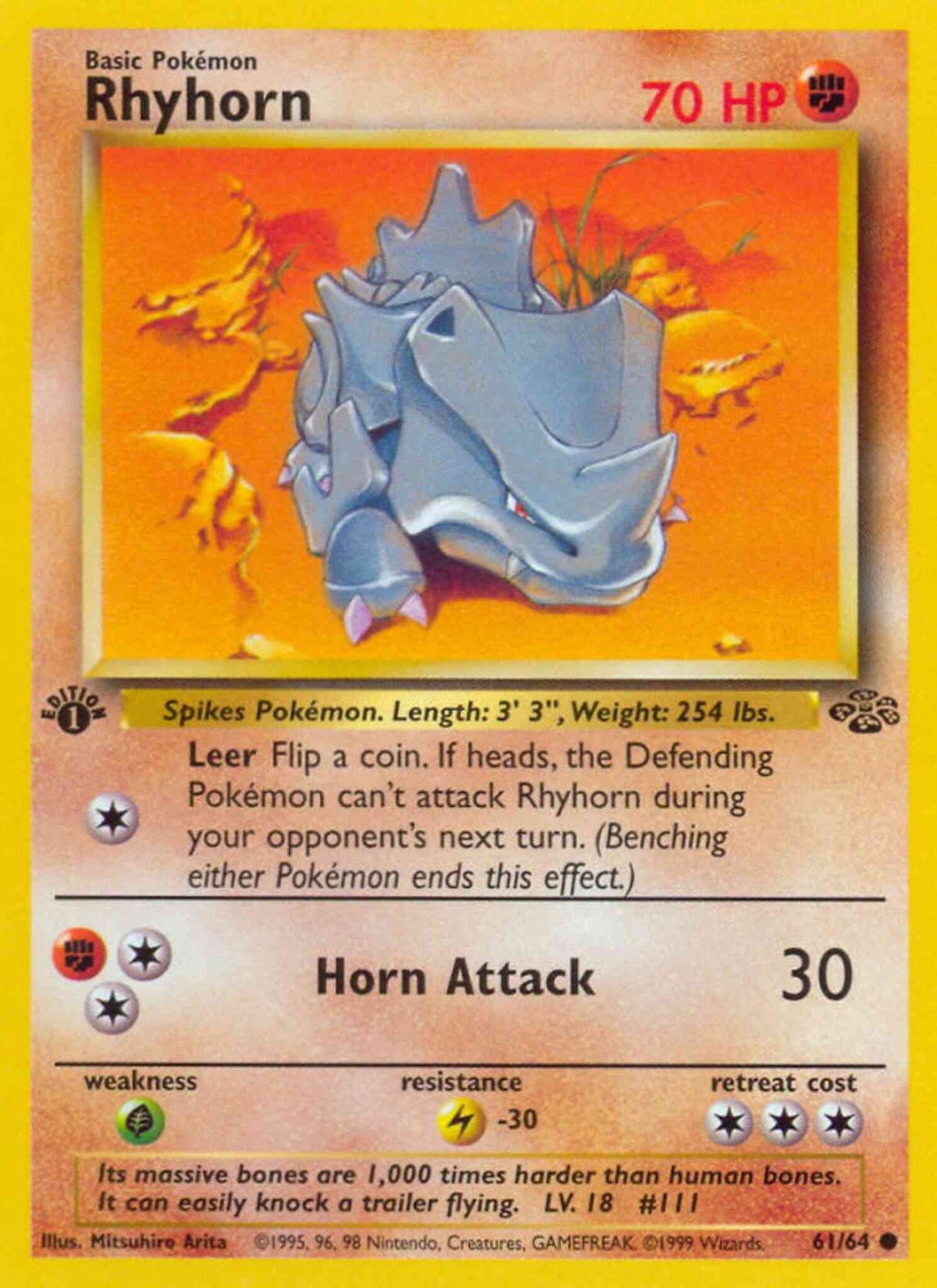 Rhyhorn - 61/64 - Common - 1st Edition [base2-61] [Non-Holo]