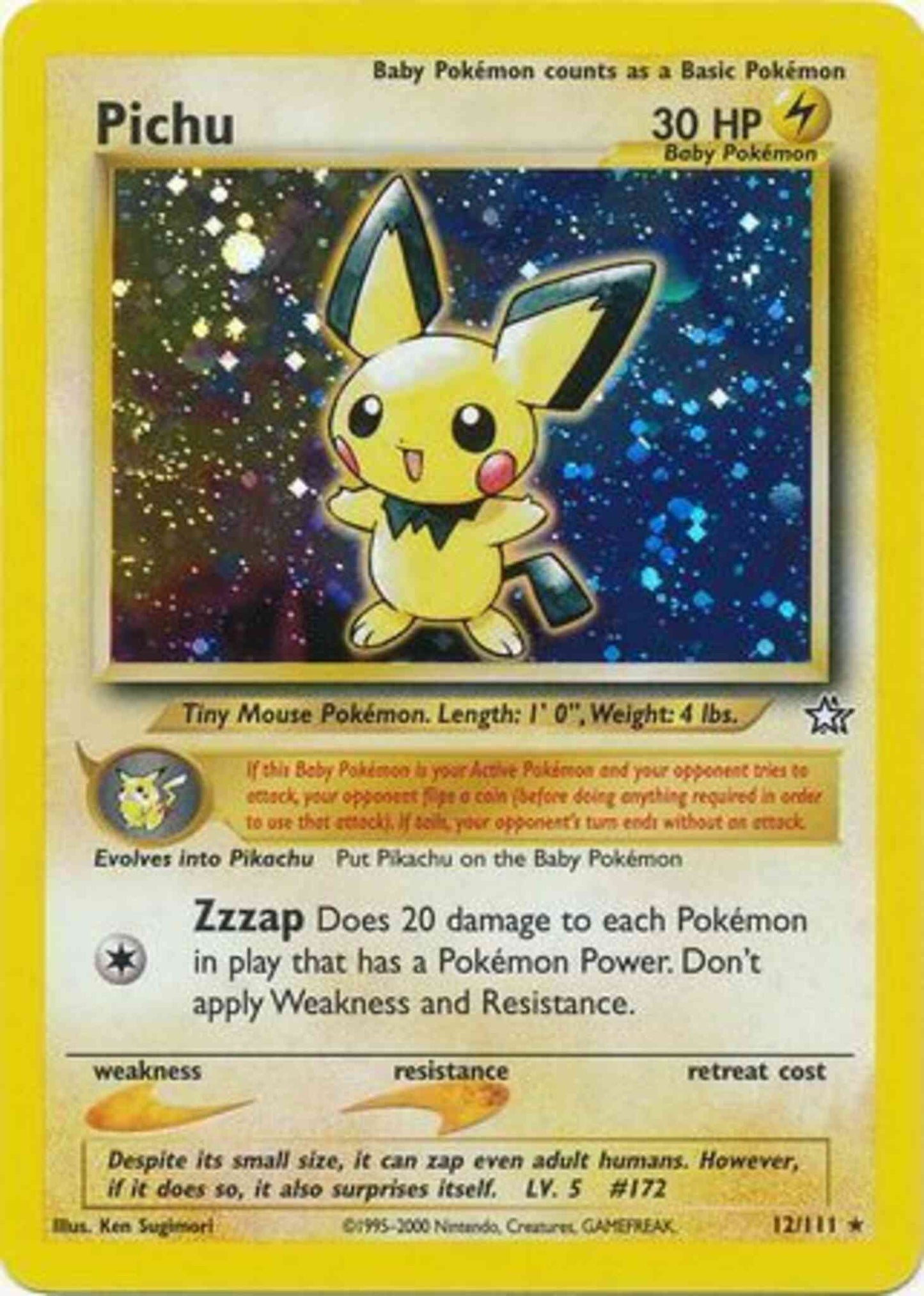 Pichu - 12/111 - Rare - Unlimited [neo1U-12] [Holo]