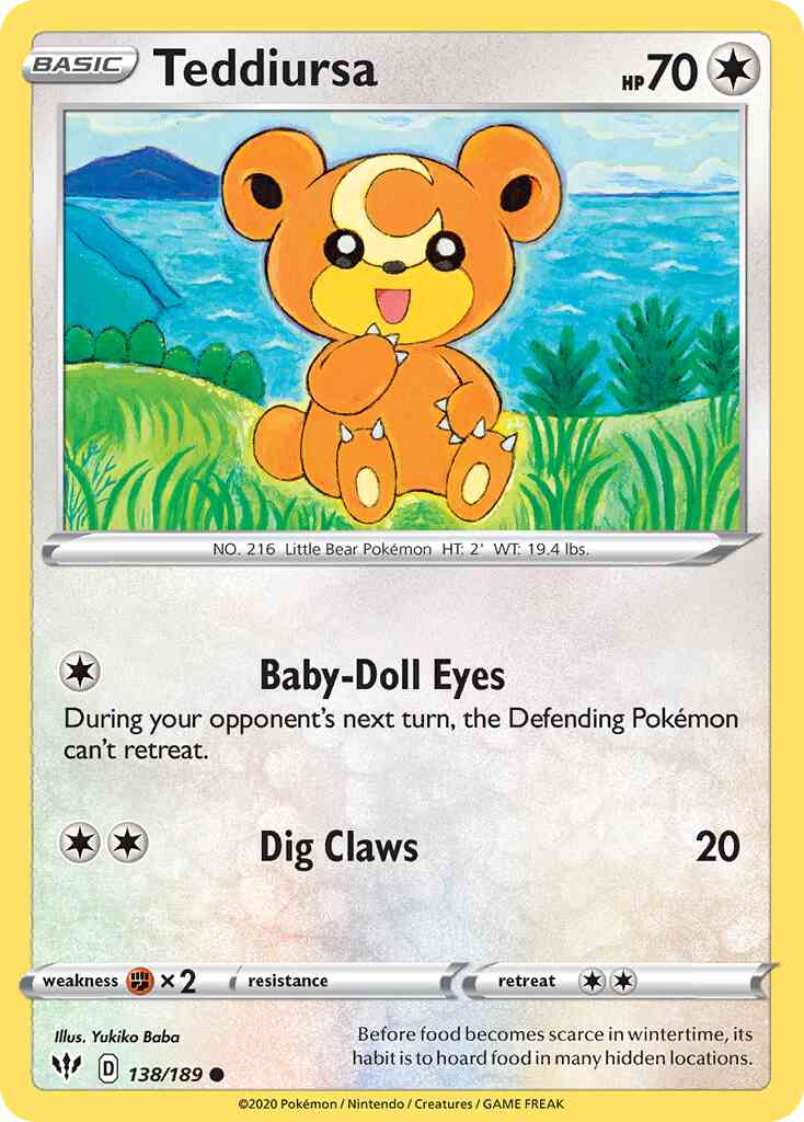 Teddiursa - 138/189 - Common [swsh3-138] [Non-Holo]