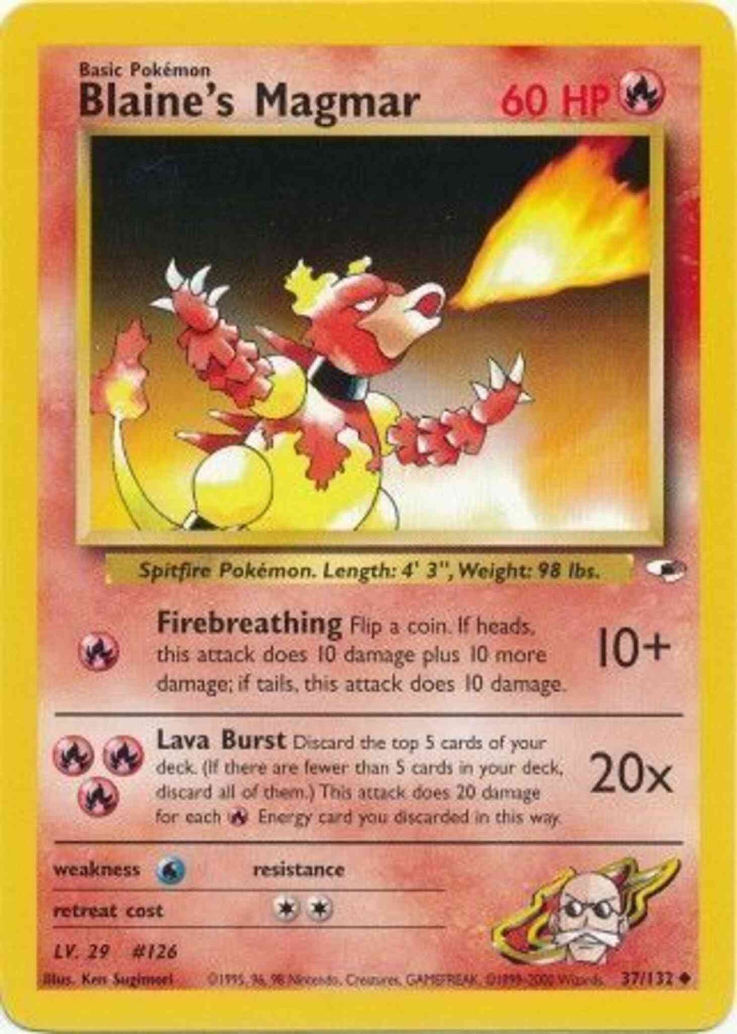 Blaine's Magmar - 37/132 - Uncommon - Unlimited [gym1U-37] [Non-Holo]