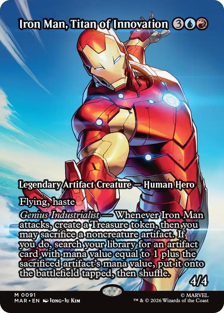 Iron Man, Titan of Innovation [91] [Borderless] [Source Material] [Marvel Universe] [Non-Foil]