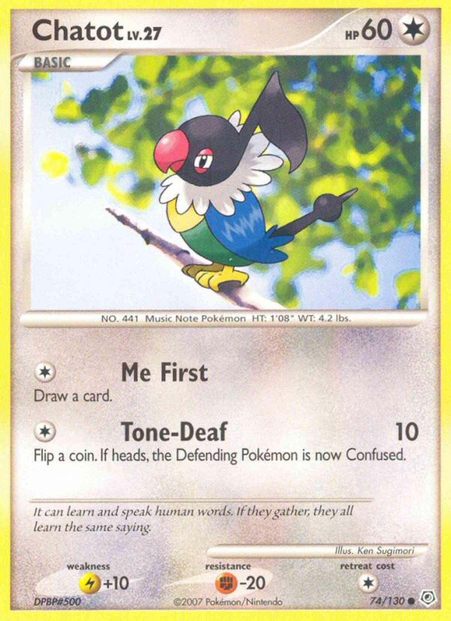 Chatot - 74/130 - Common [dp1-74] [Reverse Holo]
