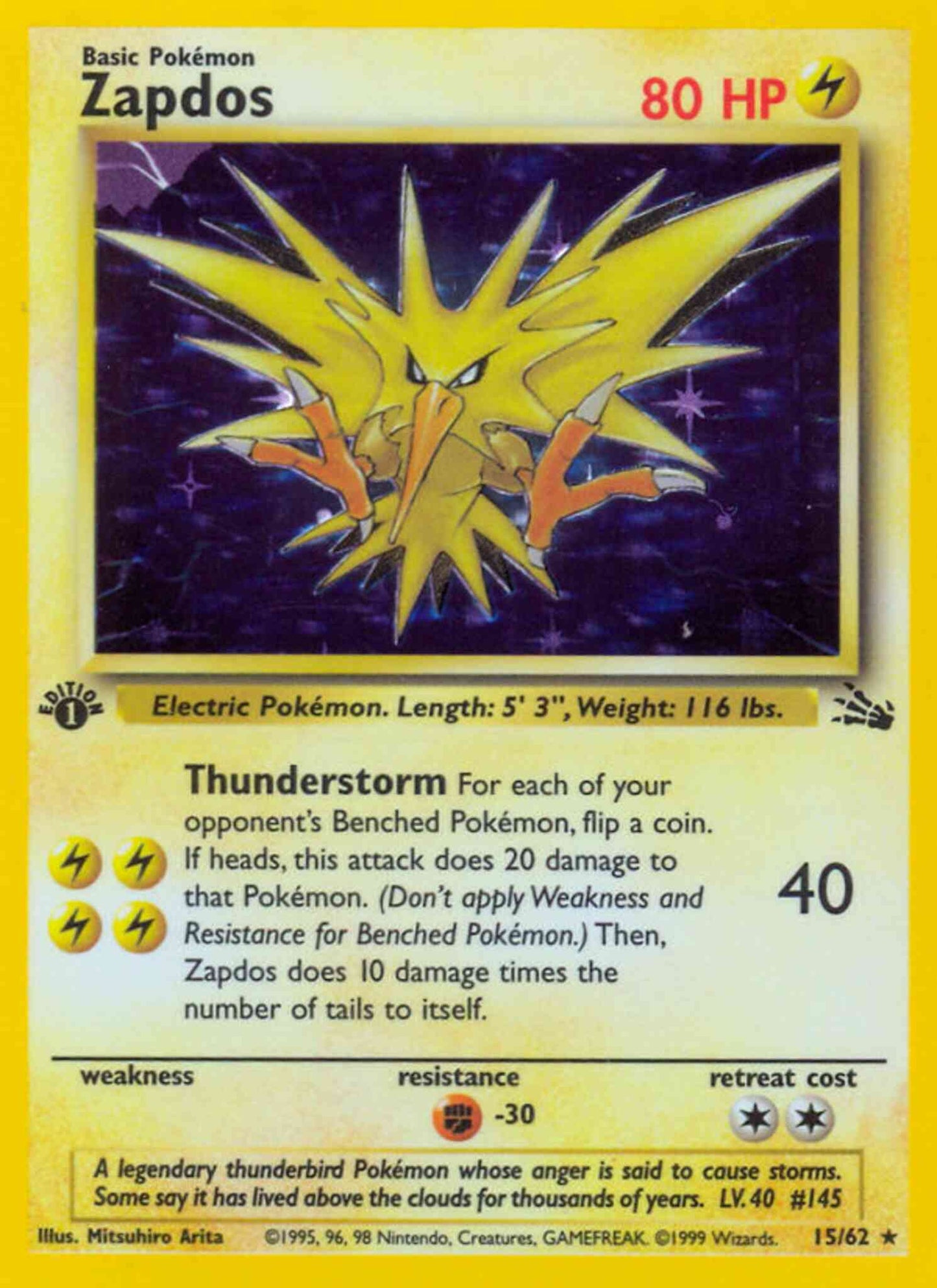 Zapdos - 15/62 - Rare - 1st Edition [base3-15] [Holo]