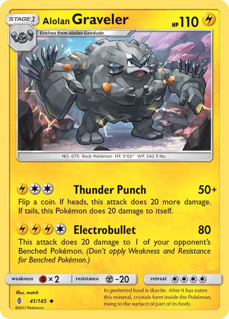 Alolan Graveler - 41/145 - Uncommon [sm2-41] [Reverse Holo]