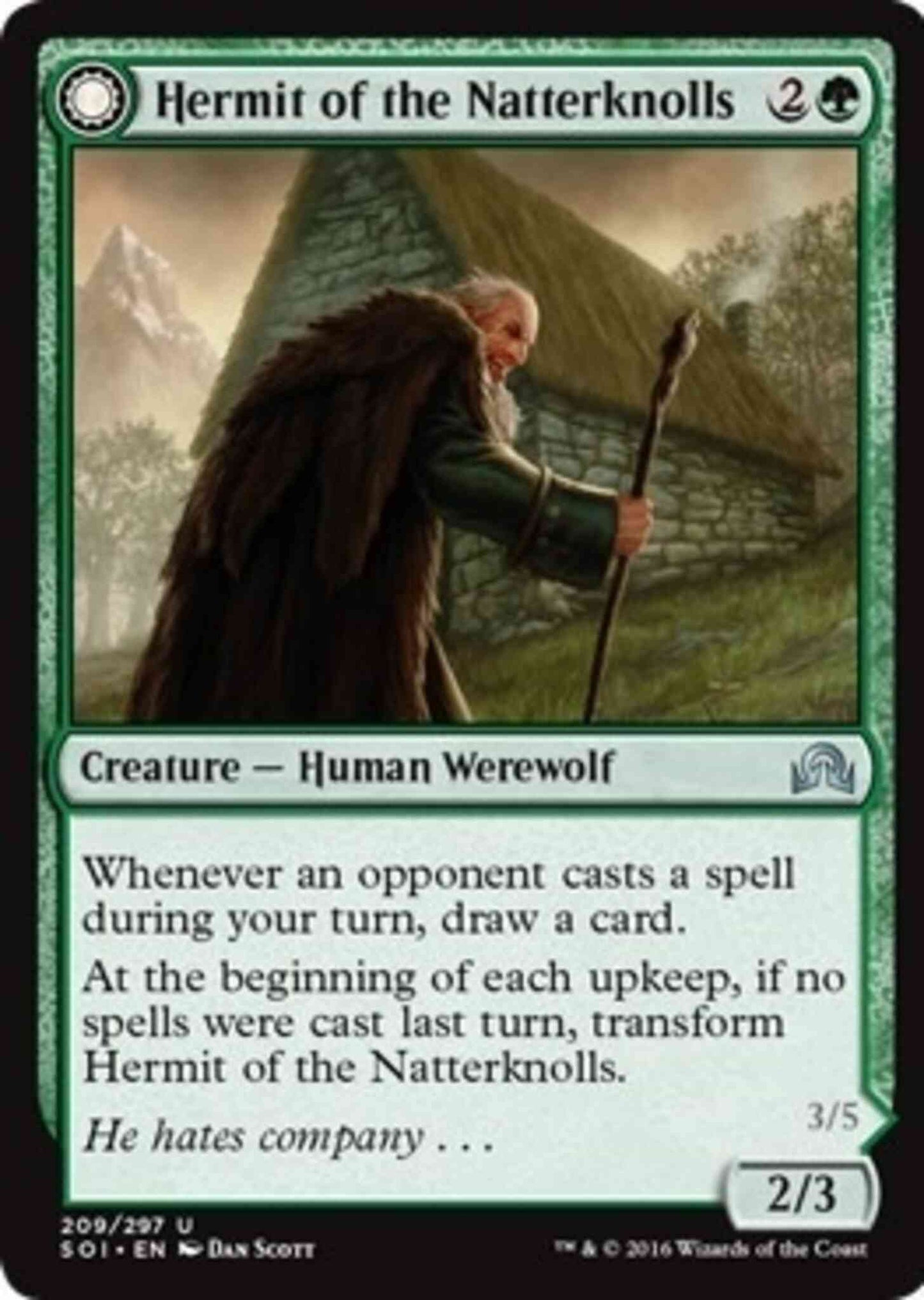 Hermit of the Natterknolls // Lone Wolf of the Natterknolls [209] [Shadows over Innistrad] [Non-Foil]