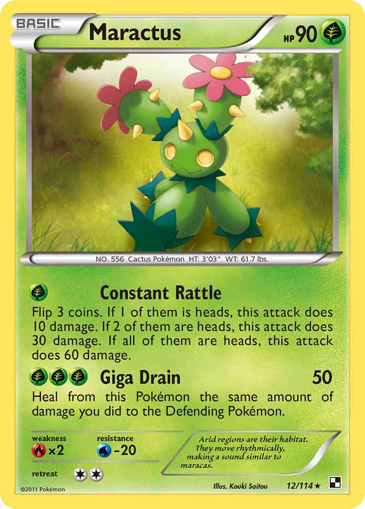 Maractus - 12/114 - Rare [bw1-12] [Reverse Holo]