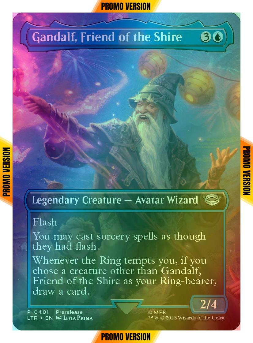 Gandalf, Friend of the Shire [401] [Borderless] [Prerelease] [The Lord of the Rings: Tales of Middle-earth] [Foil]