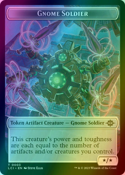 Fungus Dinosaur Token (12) // Gnome Soldier Token (03) [The Lost Caverns of Ixalan: Tokens] [Foil]
