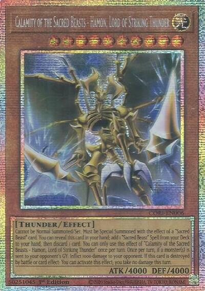 Calamity of the Sacred Beasts - Hamon, Lord of Striking Thunder - CORI-EN006 - Starlight Rare - 1st Edition