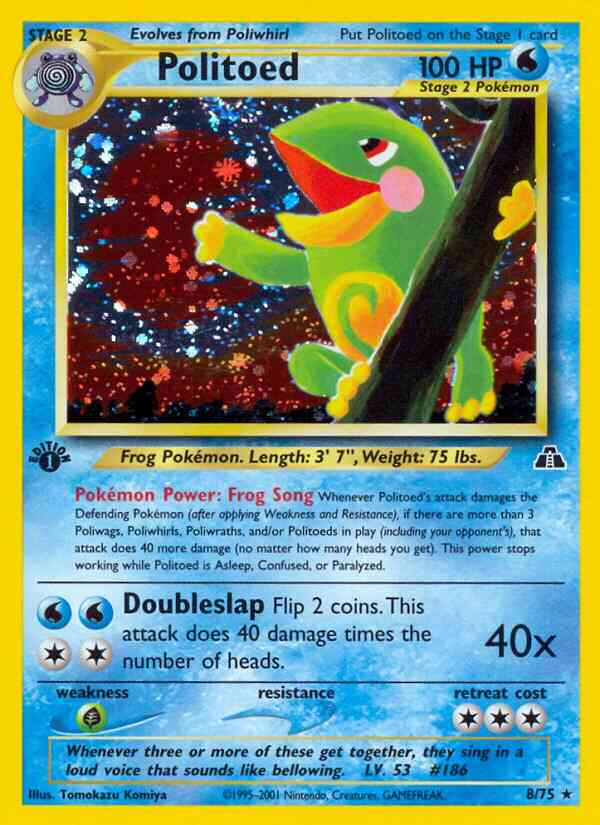 Politoed - 8/75 - Rare - 1st Edition [neo2-8] [Holo]