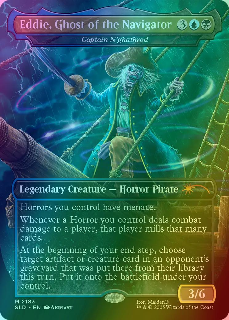 Eddie, Ghost of the Navigator - Captain N'ghathrod [2183] [Borderless] [Iron Maiden: Eddie Unchained] [Secret Lair Drop] [Rainbow Foil]