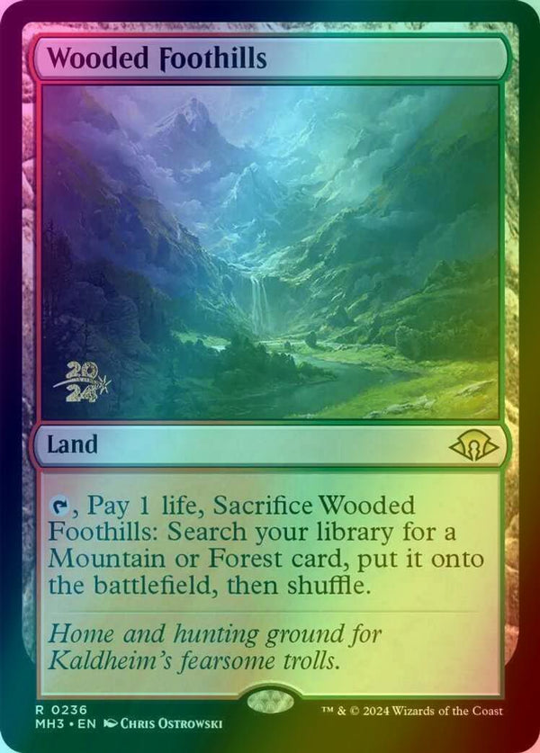 Wooded Foothills [236s] [Prerelease] [Modern Horizons 3: Promos] [Foil]