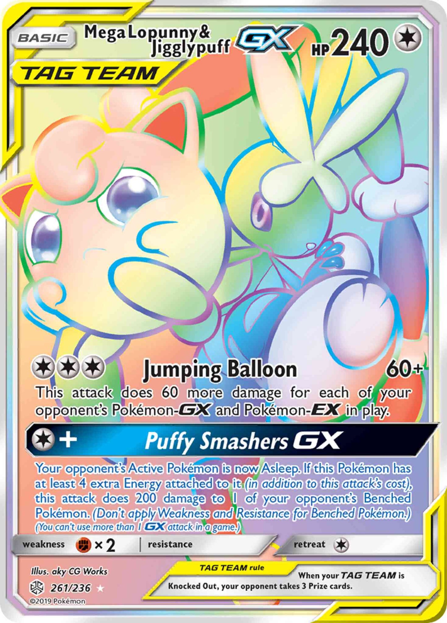 Mega Lopunny & Jigglypuff-GX - 261/236 - Rare Secret [sm12-261] [Secret]