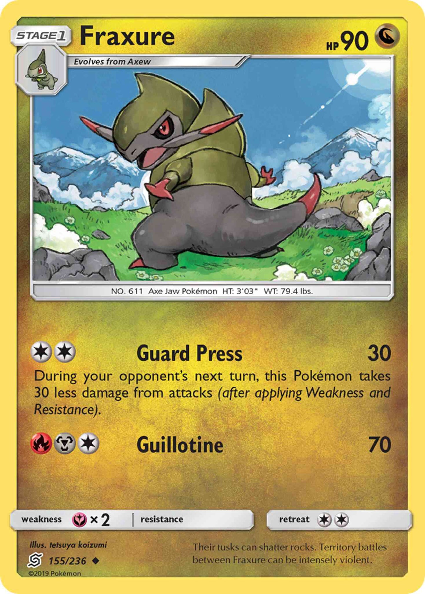 Fraxure - 155/236 - Uncommon [sm11-155] [Reverse Holo]