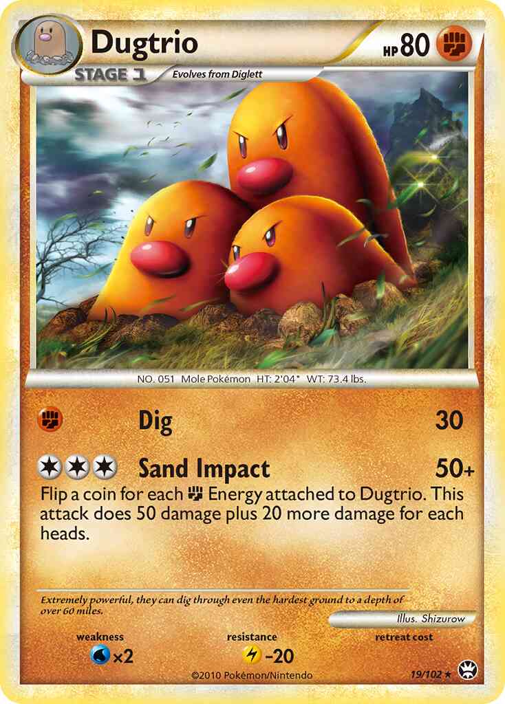 Dugtrio - 19/102 - Rare [hgss4-19] [Reverse Holo]