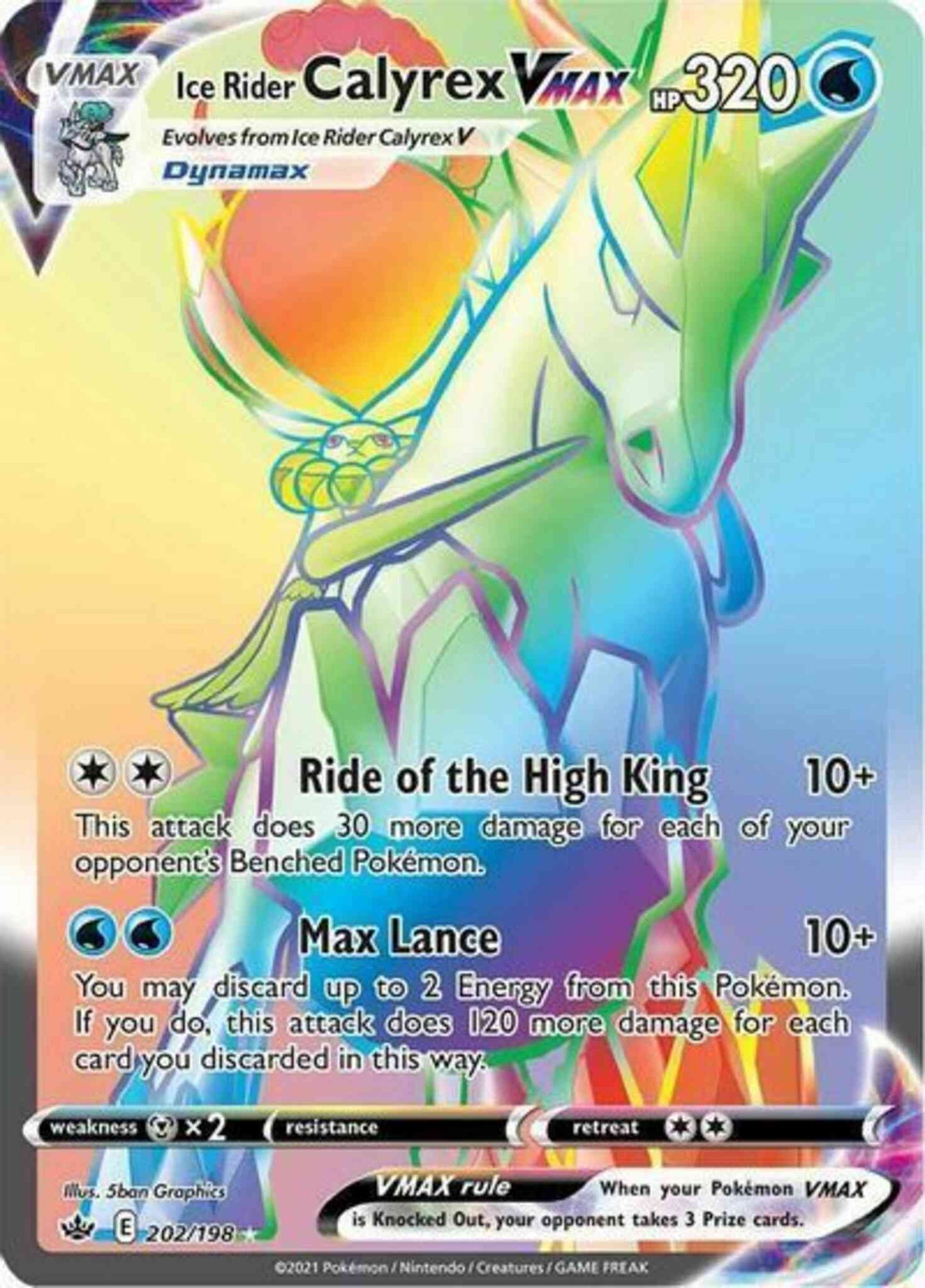 Ice Rider Calyrex VMAX - 202/198 - Rare Rainbow [swsh6-202] [Secret]